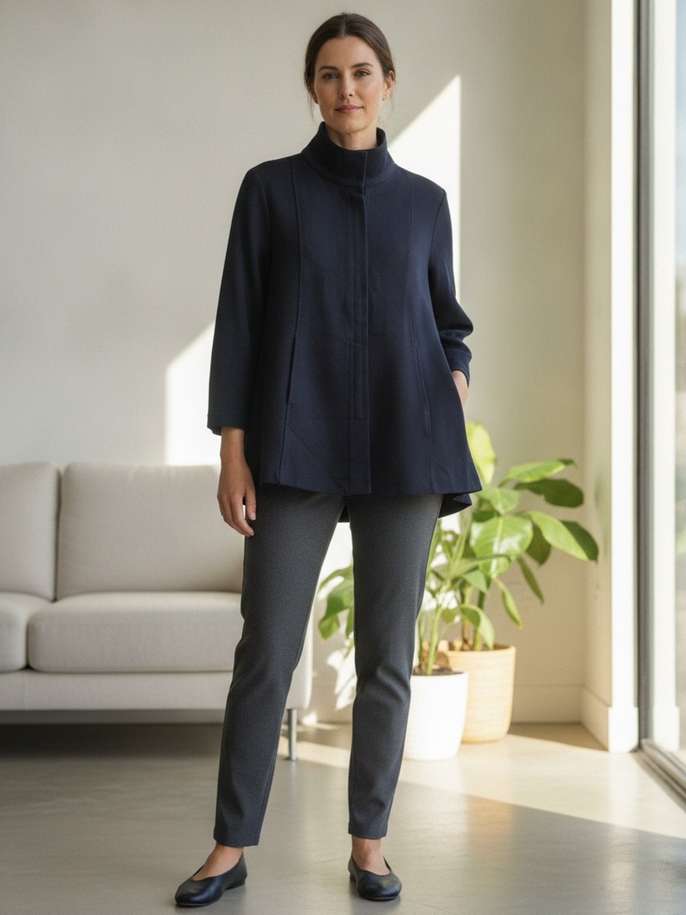 HABITAT clothes to live in Dark Navy Jacket with Funnel Collar
Size Large